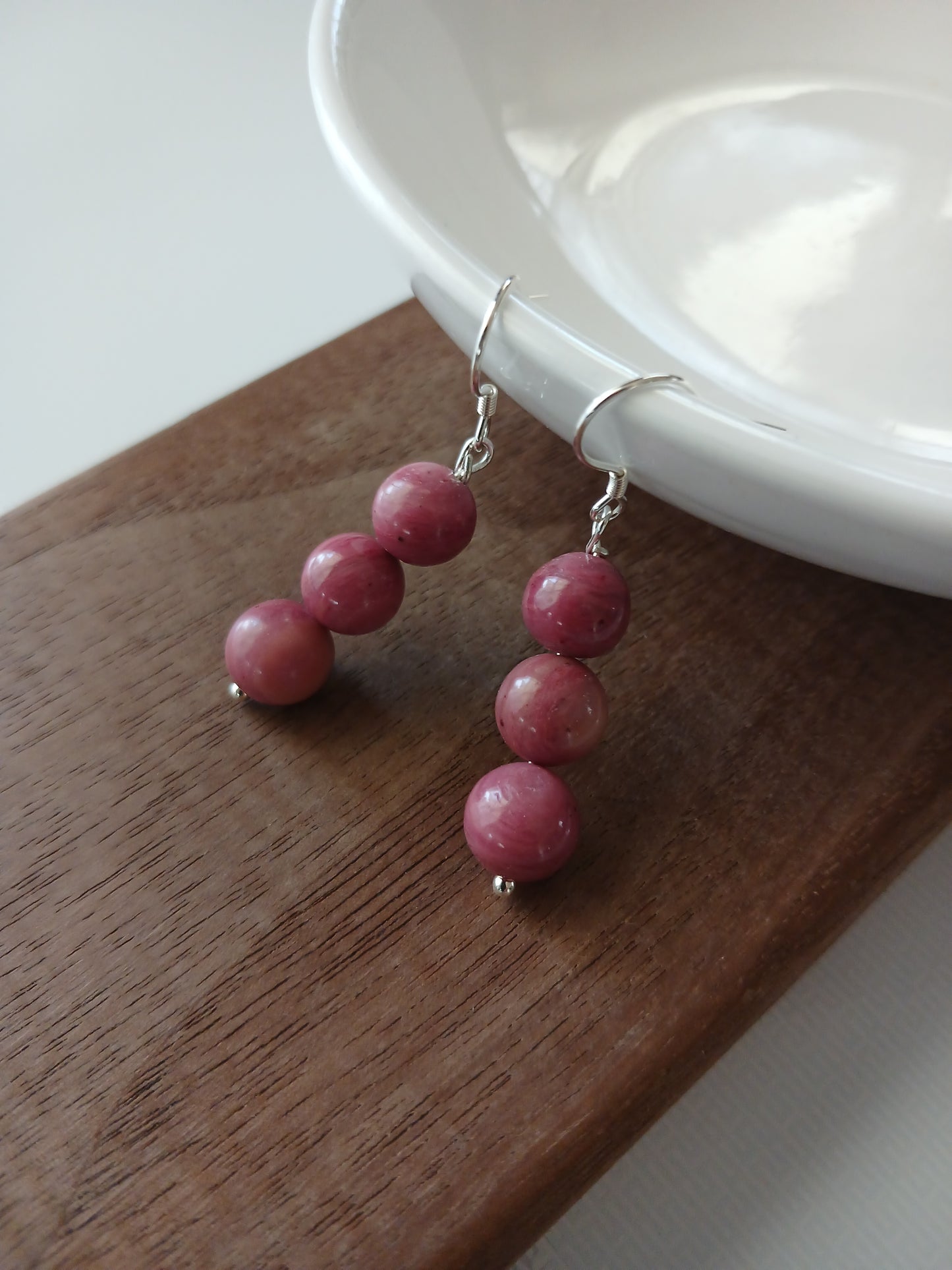 Rhodonite 8mm earring