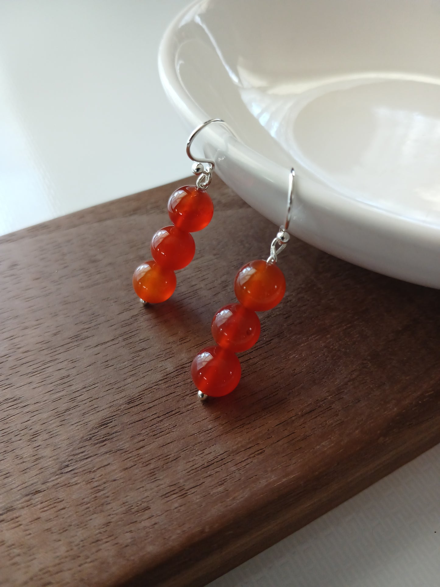 Carnelian 8mm earring