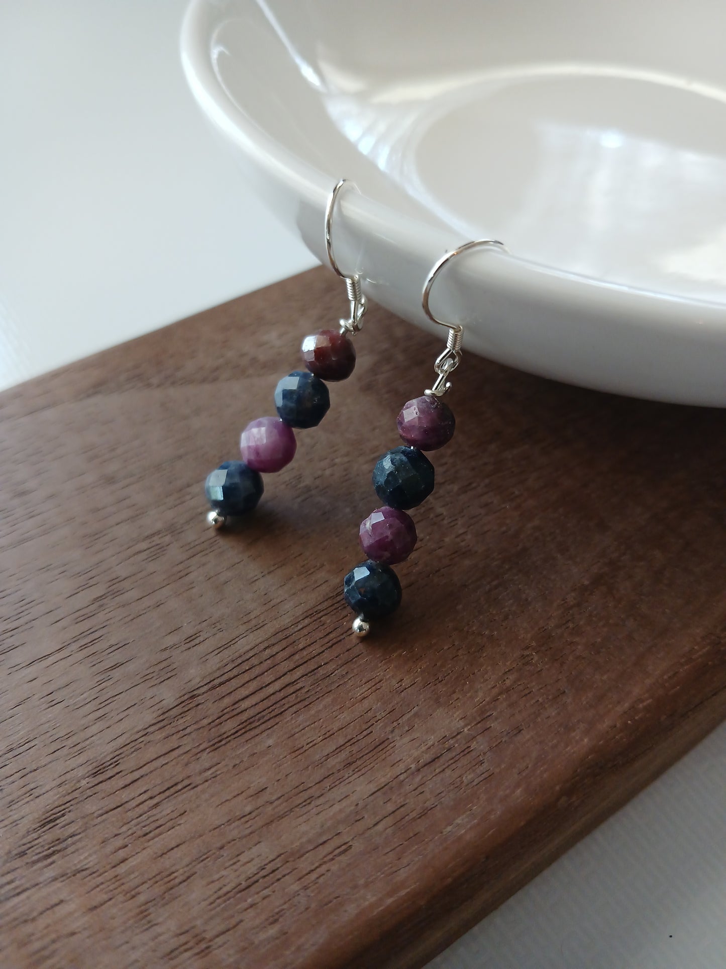 Ruby & Sapphire 6mm earring