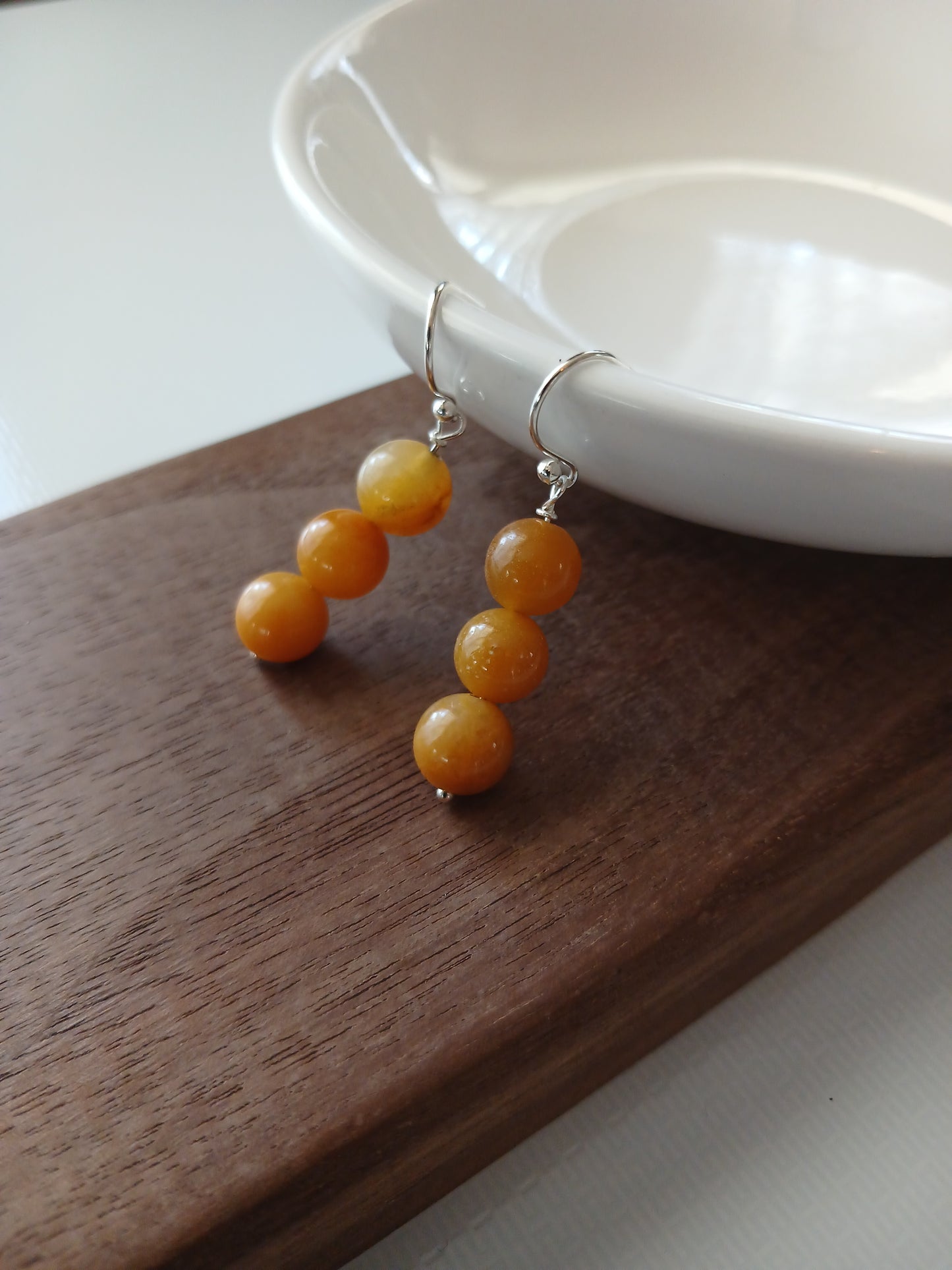 Yellow Jade 8mm earrings