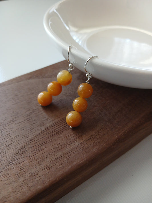 Yellow Jade 8mm earrings